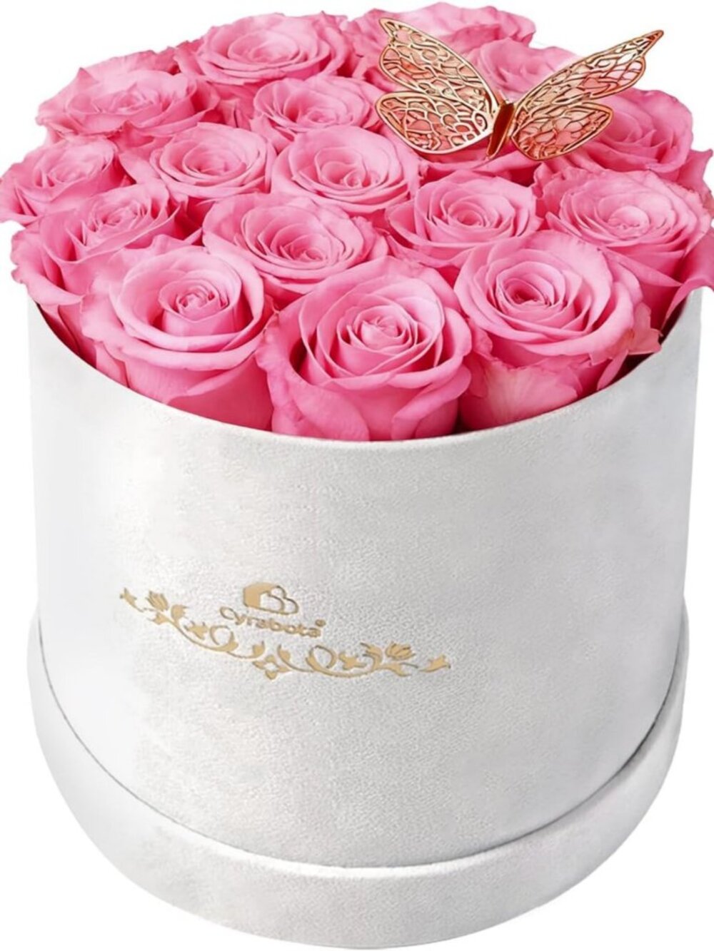 16 Pink Preserved Roses Gift Box - Elegant Floral Arrangement for Women